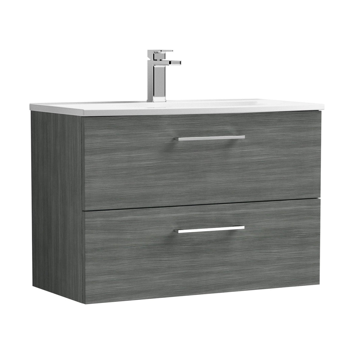 [BFLE526G] Bramshall Contemporary 2 Soft Close Drawer Wall Hung Vanity Unit, Choice of Size/Basin Type/Colour - Cutout