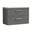 [BFLE526LBG] Balterley Level 800mm Wall Hung 2 Drawer Vanity Unit with Laminate Worktop for Modern Bathroom Storage - Anthracite Woodgrain - Cutout