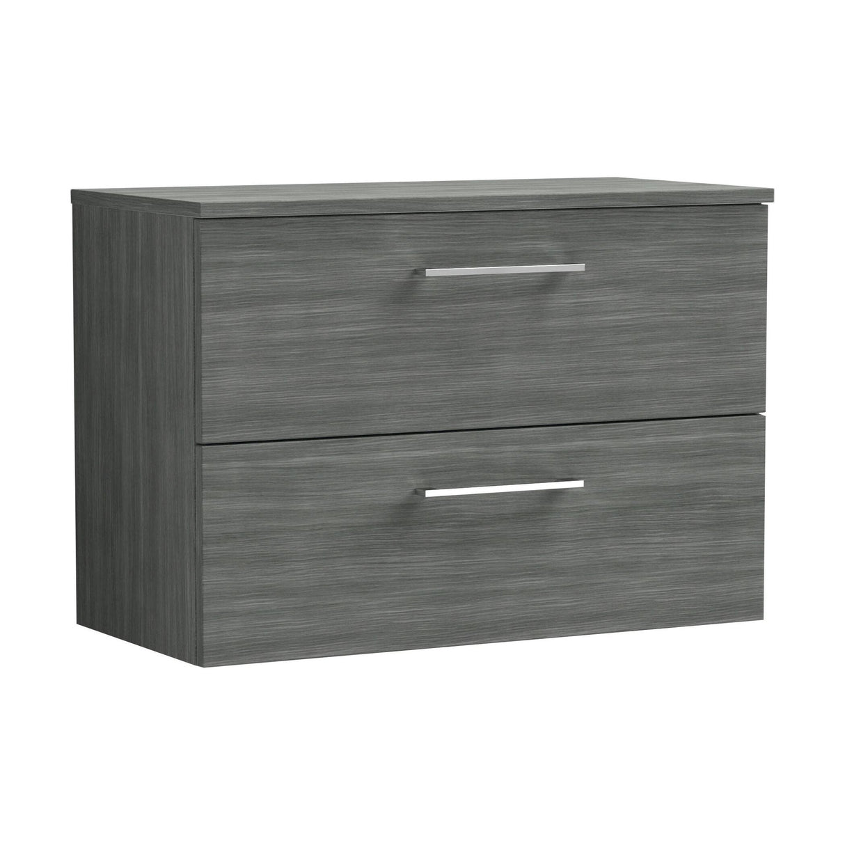 [BFLE526W] Bramshall Contemporary 2 Soft Close Drawer Wall Hung Vanity Unit with Worktop, Choice of Size and Colour - Cutout