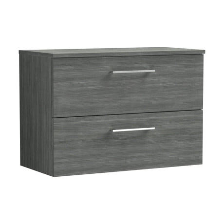 [BFLE526W] Bramshall Contemporary 2 Soft Close Drawer Wall Hung Vanity Unit with Worktop, Choice of Size and Colour - Cutout