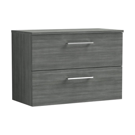 [BFLE526W] Balterley Level Modern Bathroom 800mm Wall Hung 2 Soft Close Drawer Vanity Unit with Worktop, 539 x 805 x 390mm, Anthracite - Cutout