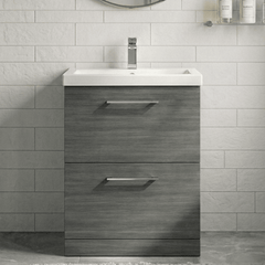 [BFLE533A] Bramshall Contemporary 2 Drawer Floor Standing Vanity Unit, Choice of Size, Colour and Basin - Silo