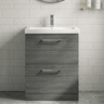 [BFLE533A] Bramshall Contemporary 2 Drawer Floor Standing Vanity Unit, Choice of Size, Colour and Basin - Silo