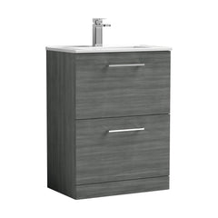 [BFLE533B] Bramshall Contemporary 2 Drawer Floor Standing Vanity Unit, Choice of Size, Colour and Basin - Cutout