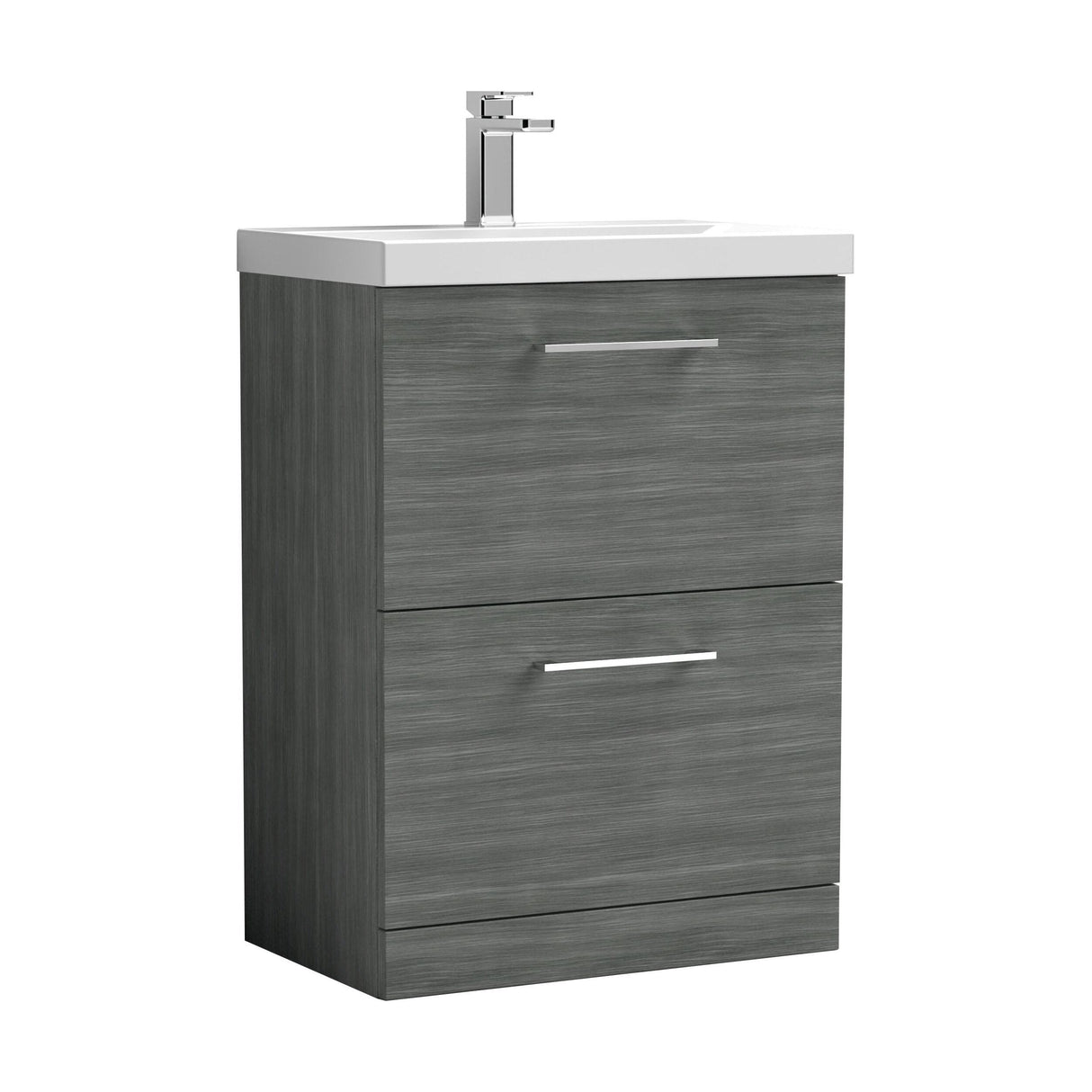 [BFLE533D] Bramshall Contemporary 2 Drawer Floor Standing Vanity Unit, Choice of Size, Colour and Basin - Cutout