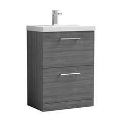 [BFLE533D] Bramshall Contemporary 2 Drawer Floor Standing Vanity Unit, Choice of Size, Colour and Basin - Cutout