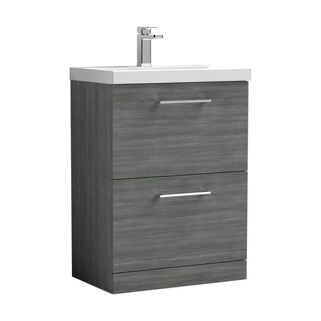 [BFLE533D] Bramshall Contemporary 2 Drawer Floor Standing Vanity Unit, Choice of Size, Colour and Basin - Cutout