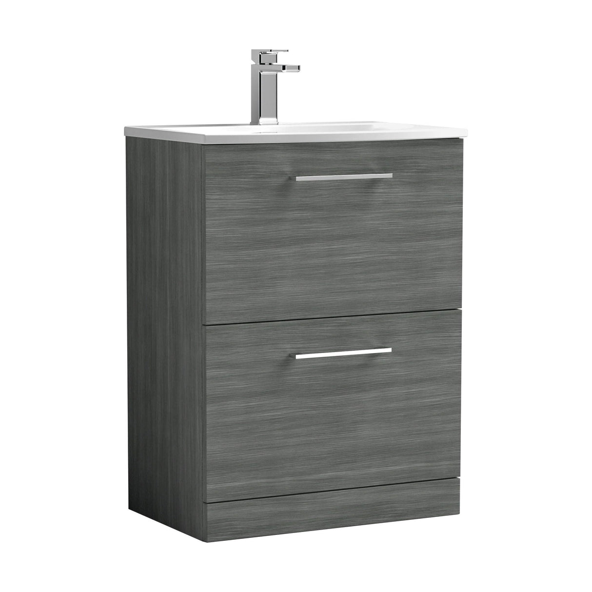 [BFLE533G] Bramshall Contemporary 2 Drawer Floor Standing Vanity Unit, Choice of Size, Colour and Basin - Cutout