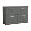[BFLE533W2] Balterley Level Modern Bathroom 4 Drawer Floor Standing Vanity Unit with Worktop & Handles, Anthracite Woodgrain, 1205 mm - Cutout
