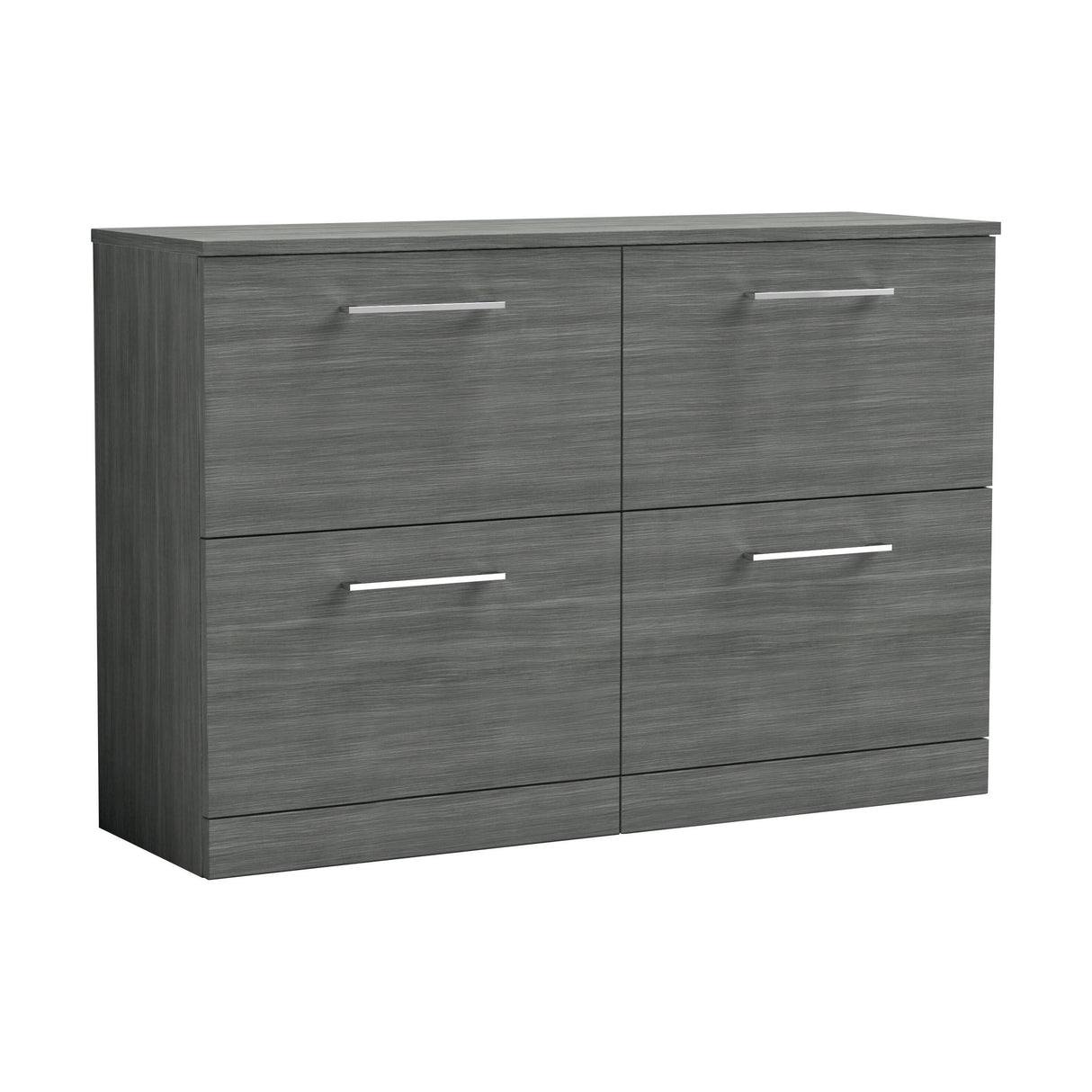 [BFLE533W2] Balterley Level Modern Bathroom 4 Drawer Floor Standing Vanity Unit with Worktop & Handles, Anthracite Woodgrain, 1205 mm - Cutout