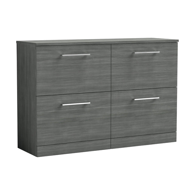 [BFLE533W2] Balterley Level Modern Bathroom 4 Drawer Floor Standing Vanity Unit with Worktop & Handles, Anthracite Woodgrain, 1205 mm - Cutout
