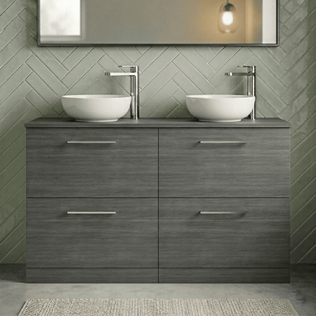 [BFLE533W2] Bramshall Contemporary 4 Drawer Floor Standing Vanity Unit with Worktop, 1200mm, Choice of Colour - Silo