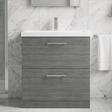 [BFLE535A] Balterley Contemporary Bathroom Floor Standing 2 Soft-Close Drawer Vanity Unit & Mid-Edge Ceramic Basin, Anthracite, 800 mm - Silo