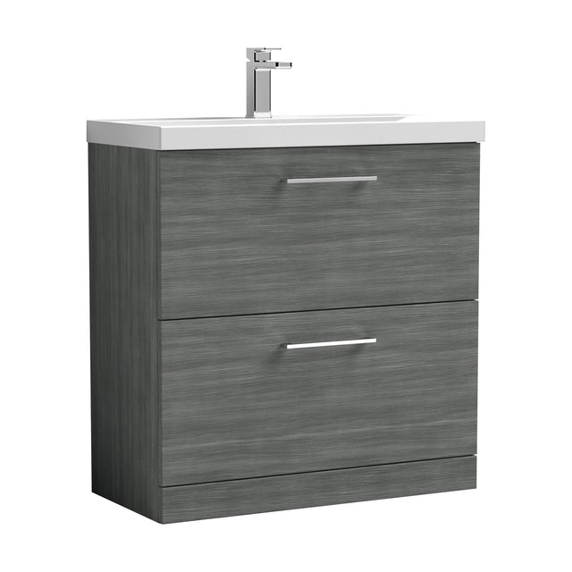 [BFLE535D] Balterley  Modern Bathroom 2 Soft Close Drawer Floor Standing Vanity Unit & Thin-Edge Basin, Anthracite, 800mm - Cutout