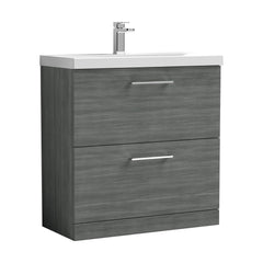 [BFLE535D] Bramshall Contemporary 2 Drawer Floor Standing Vanity Unit, Choice of Size, Colour and Basin - Cutout