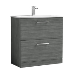 [BFLE535G] Balterley  Modern Bathroom 2 Soft Close Drawer Floor Standing Vanity & Basin, Anthracite, 800mm - Cutout