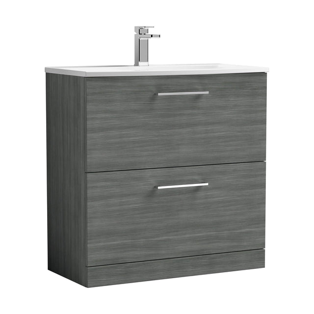 [BFLE535G] Balterley  Modern Bathroom 2 Soft Close Drawer Floor Standing Vanity & Basin, Anthracite, 800mm - Cutout