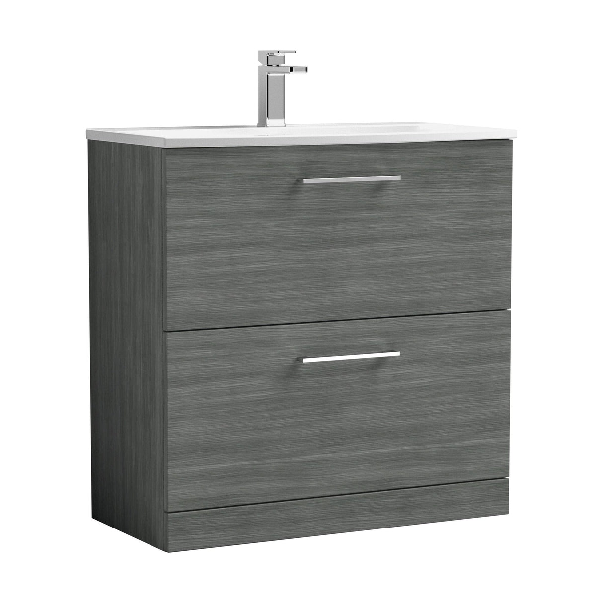 [BFLE535G] Bramshall Contemporary 2 Drawer Floor Standing Vanity Unit, Choice of Size, Colour and Basin - Cutout
