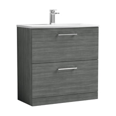 [BFLE535G] Bramshall Contemporary 2 Drawer Floor Standing Vanity Unit, Choice of Size, Colour and Basin - Cutout