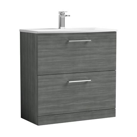 [BFLE535G] Bramshall Contemporary 2 Drawer Floor Standing Vanity Unit, Choice of Size, Colour and Basin - Cutout
