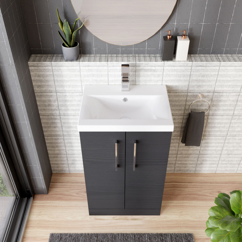[BFLE601A] Contemporary Floor Standing Vanity Unit with Mid-Edge Basin, Choice of Size - Lifestyle 2