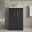 [BFLE601B] Balterley  Modern Bathroom 2 Soft Close Door Floor Standing Vanity Unit & Basin, Charcoal Black, 500mm - Silo