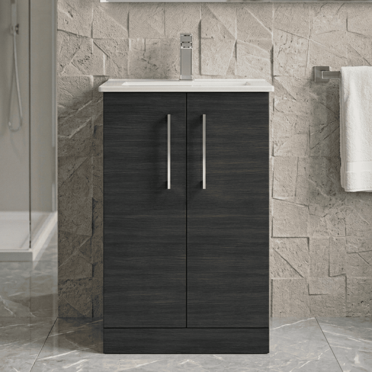 [BFLE601B] Bramshall Contemporary 2 Soft Close Doors Floor Standing Vanity Basin Unit, Choice of Size/Basin Type/Colour - Silo