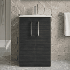 [BFLE601B] Bramshall Contemporary 2 Soft Close Doors Floor Standing Vanity Basin Unit, Choice of Size/Basin Type/Colour - Silo