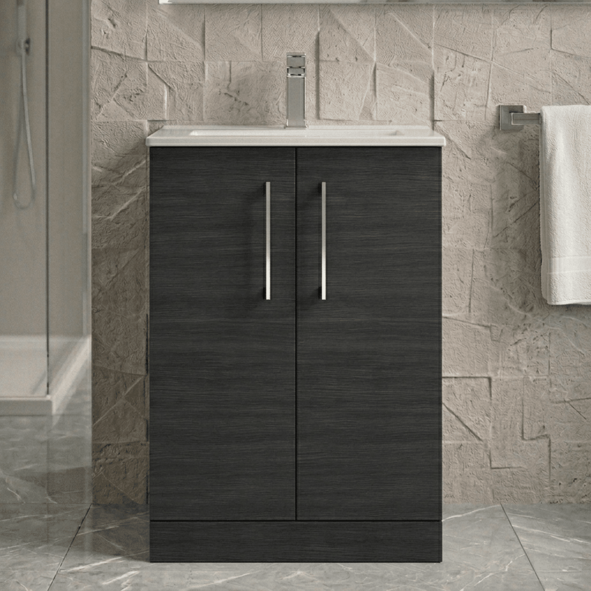 [BFLE603B] Bramshall Contemporary 2 Soft Close Doors Floor Standing Vanity Basin Unit, Choice of Size/Basin Type/Colour - Silo