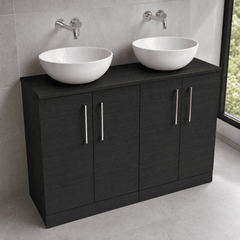 [BFLE603W2] Bramshall Contemporary 4 Door Floor Standing Vanity Unit with Worktop, 1200mm, Choice of Colour - Lifestyle 2