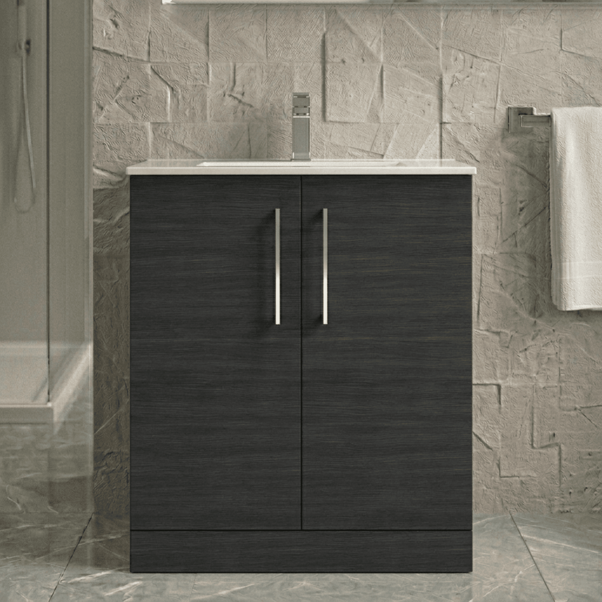 [BFLE605B] Bramshall Contemporary 2 Soft Close Doors Floor Standing Vanity Basin Unit, Choice of Size/Basin Type/Colour - Silo