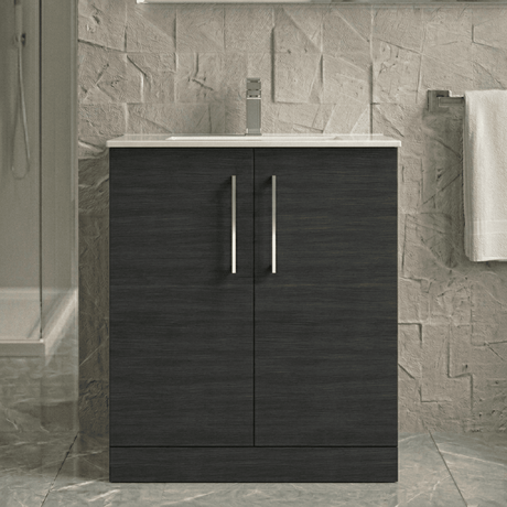 [BFLE605B] Bramshall Contemporary 2 Soft Close Doors Floor Standing Vanity Basin Unit, Choice of Size/Basin Type/Colour - Silo