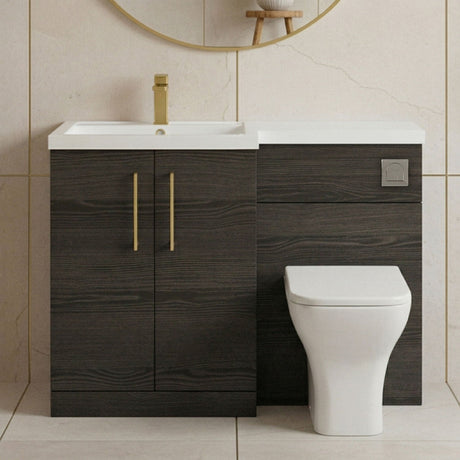 [BFLE611LH017] Bramshall Combination Vanity Unit with Basin & WC, Left Hand, 1100mm x 390mm - Choice of Colour and Handle Finish - Silo