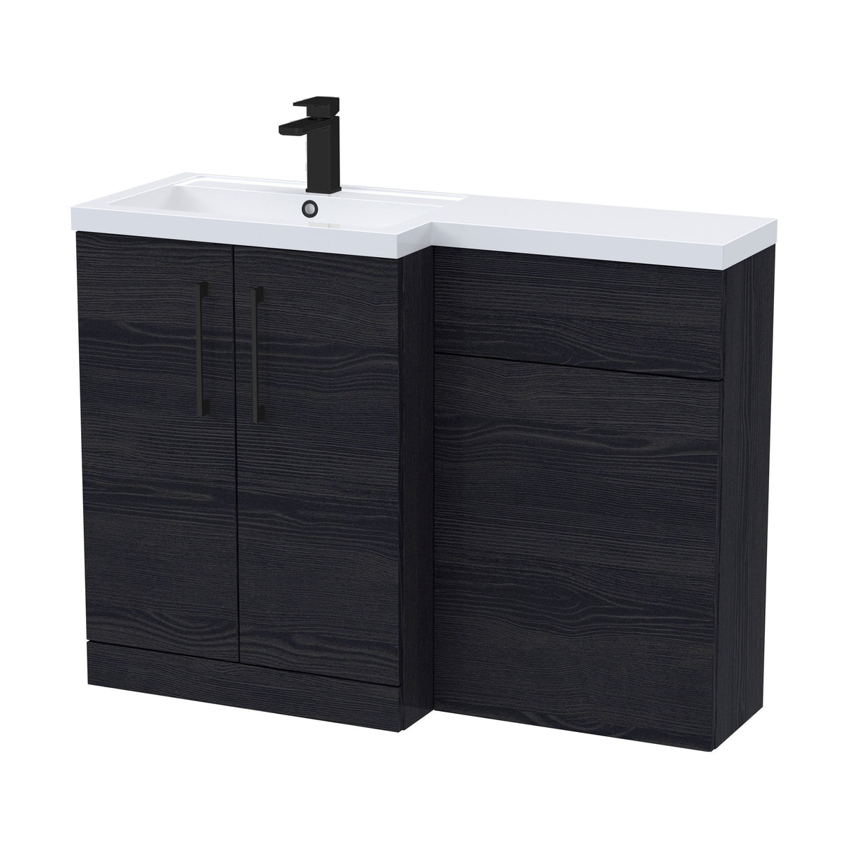 [BFLE611LH018] Bramshall Combination Vanity Unit with Basin & WC, Left Hand, 1100mm x 390mm - Choice of Colour and Handle Finish - Cutout