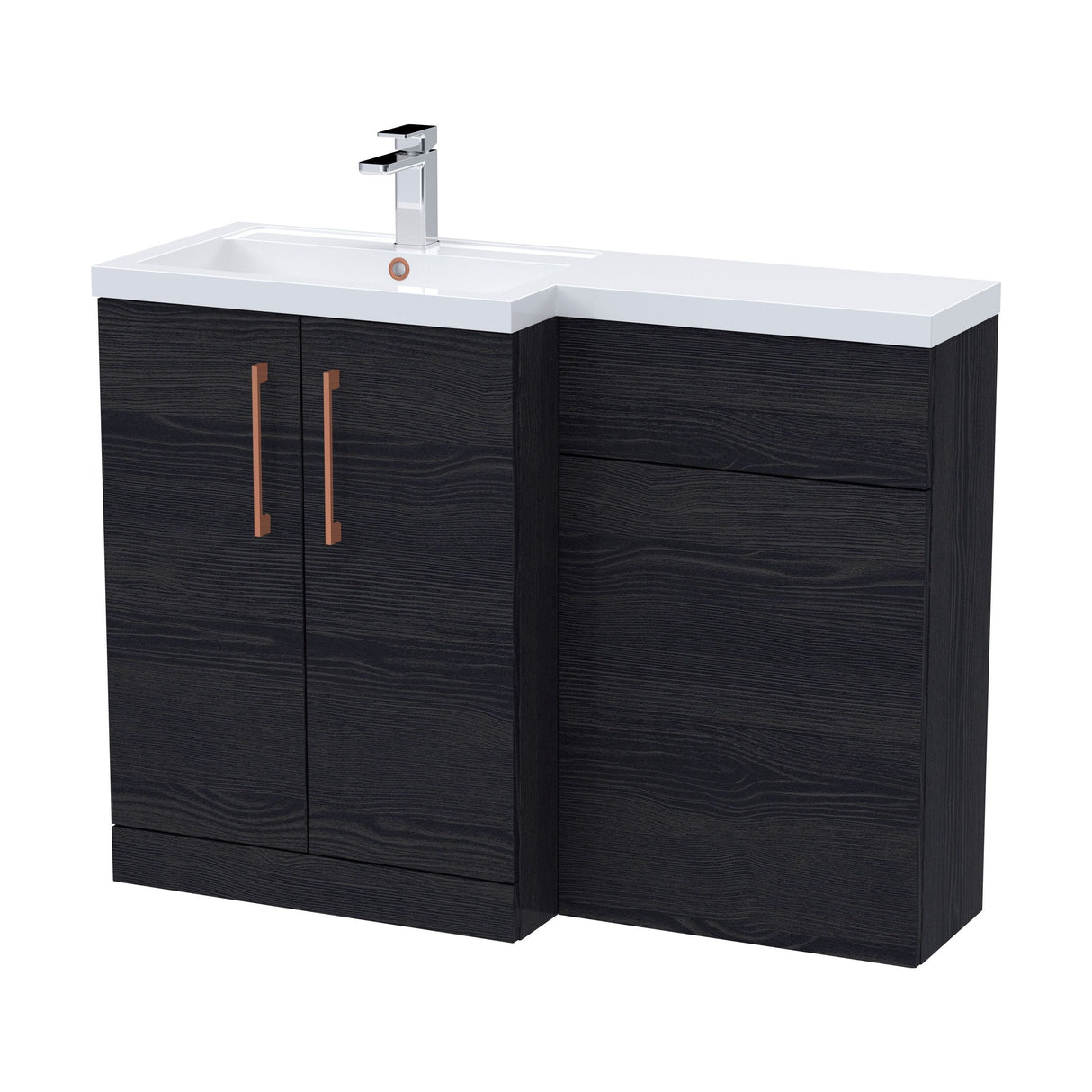 [BFLE611LH019] Bramshall Combination Vanity Unit with Basin & WC, Left Hand, 1100mm x 390mm - Choice of Colour and Handle Finish - Cutout