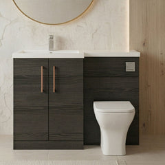 [BFLE611LH019] Bramshall Combination Vanity Unit with Basin & WC, Left Hand, 1100mm x 390mm - Choice of Colour and Handle Finish - Silo