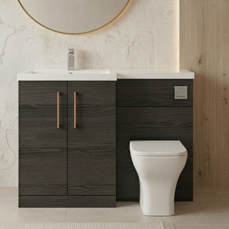 [BFLE611LH019] Bramshall Combination Vanity Unit with Basin & WC, Left Hand, 1100mm x 390mm - Choice of Colour and Handle Finish - Silo