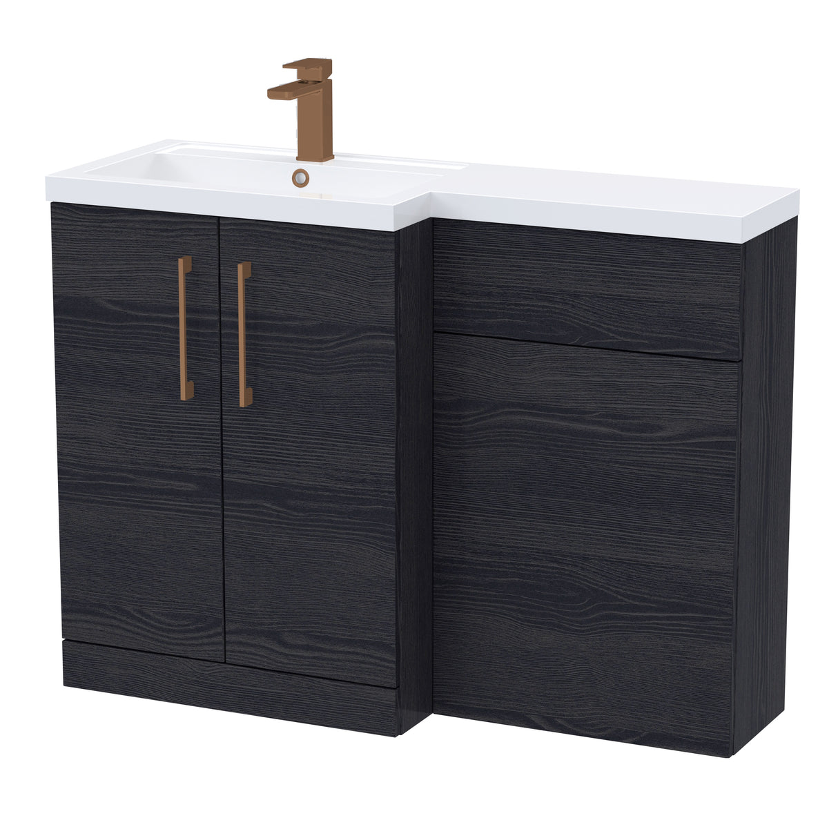 Bathroom Vanity Unit with Basin & WC Unit, Left Hand, 1100mm x 390mm - Choice of Colour