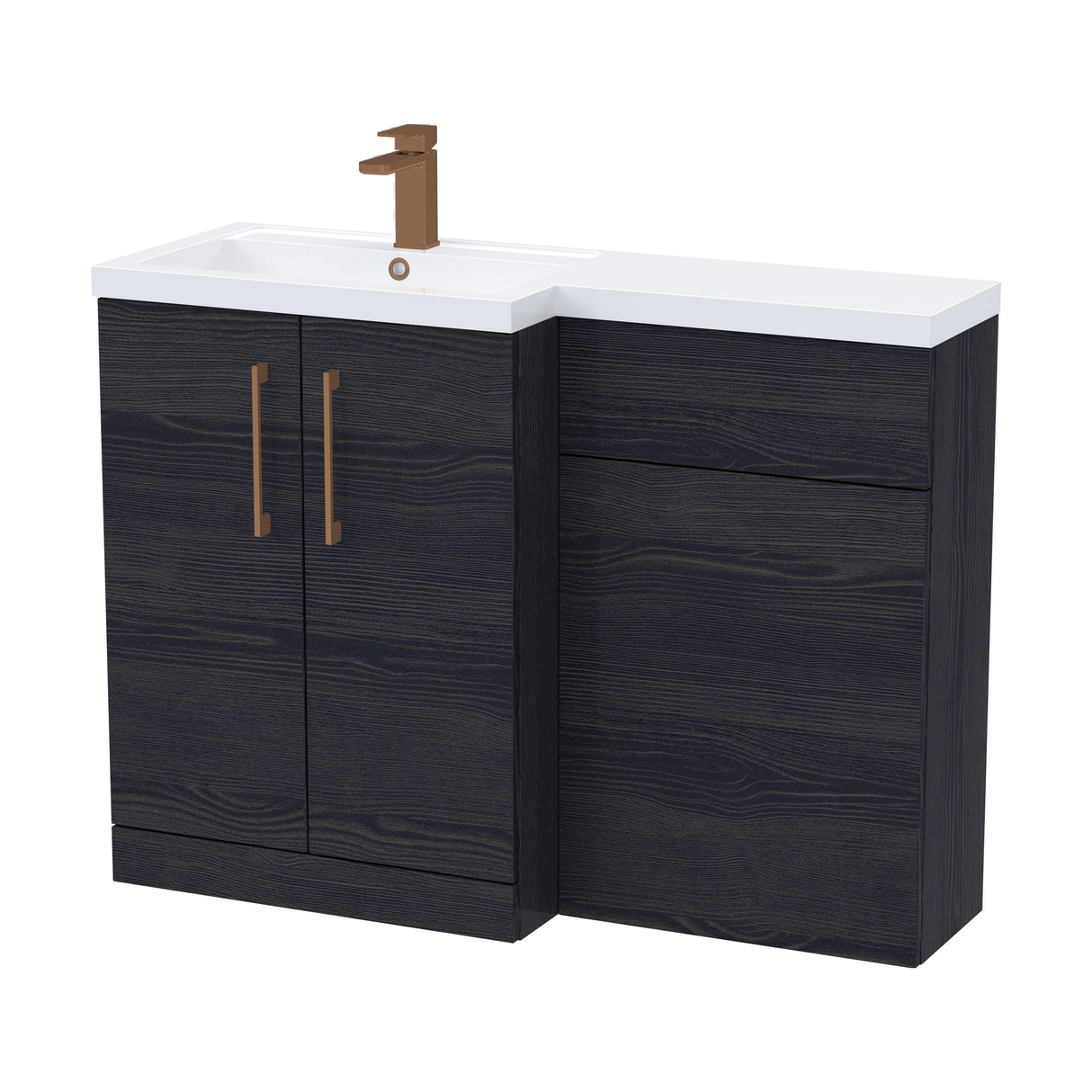 [BFLE611LH1516] Bramshall Combination Vanity Unit with Basin & WC, Left Hand, 1100mm x 390mm - Choice of Colour and Handle Finish - Cutout