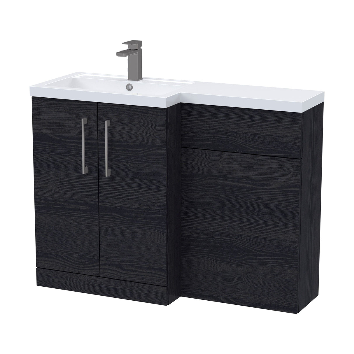 [BFLE611LH716] Bramshall Combination Vanity Unit with Basin & WC, Left Hand, 1100mm x 390mm - Choice of Colour and Handle Finish - Cutout