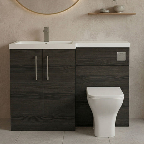 [BFLE611LH716] Bramshall Combination Vanity Unit with Basin & WC, Left Hand, 1100mm x 390mm - Choice of Colour and Handle Finish - Silo