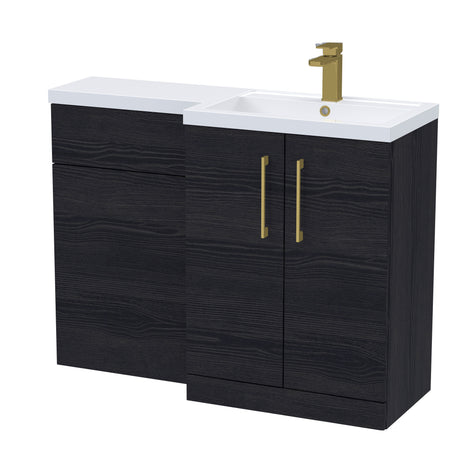 Bathroom Vanity Unit with Basin & WC, Right Hand, 1100mm x 390mm - Choice of Colour