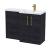 Bathroom Vanity Unit with Basin & WC, Right Hand, 1100mm x 390mm - Choice of Colour