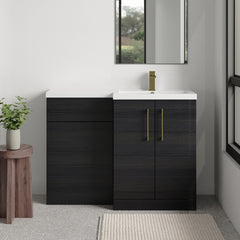 [BFLE611RH017] Bramshall Combination Vanity Unit with Basin & WC, Right Hand, 1100mm x 390mm - Choice of Colour and Handle Finish - Lifestyle 1