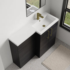 [BFLE611RH017] Bramshall Combination Vanity Unit with Basin & WC, Right Hand, 1100mm x 390mm - Choice of Colour and Handle Finish - Lifestyle 2