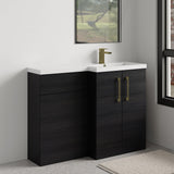 Bramshall Combination Vanity Unit with Basin & WC, Right Hand, 1100mm x 390mm - Choice of Colour and Handle Finish