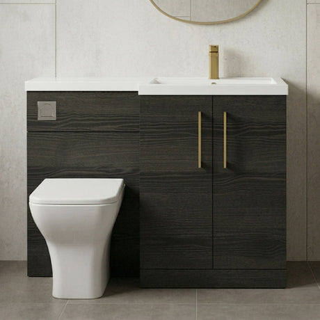 [BFLE611RH017] Bramshall Combination Vanity Unit with Basin & WC, Right Hand, 1100mm x 390mm - Choice of Colour and Handle Finish - Silo