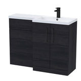Bathroom Vanity Unit with Basin & WC, Right Hand, 1100mm x 390mm - Choice of Colour