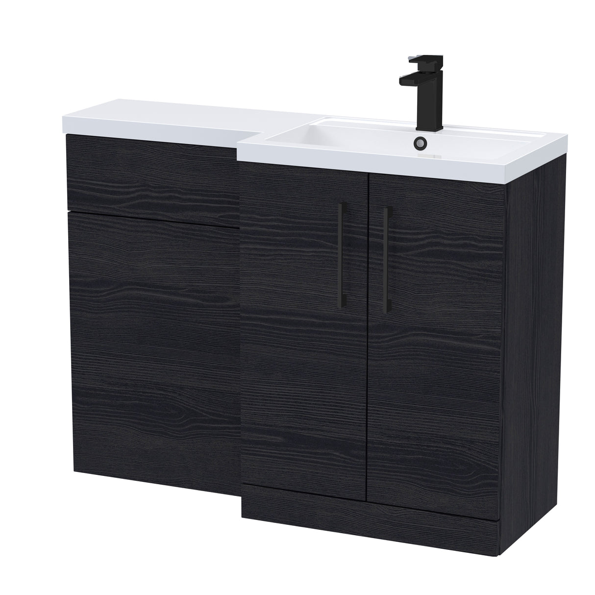 Bathroom Vanity Unit with Basin & WC, Right Hand, 1100mm x 390mm - Choice of Colour