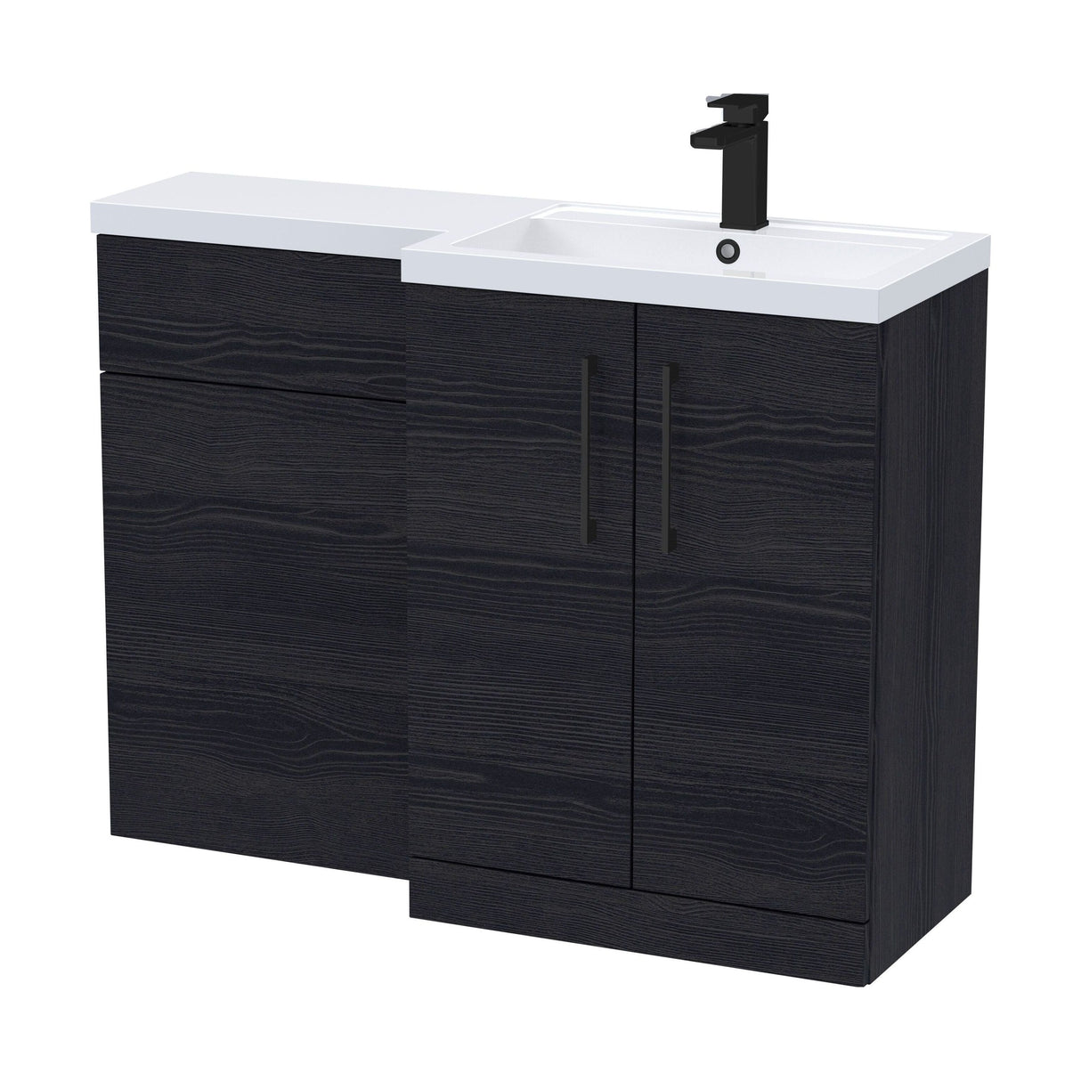 [BFLE611RH018] Bramshall Combination Vanity Unit with Basin & WC, Right Hand, 1100mm x 390mm - Choice of Colour and Handle Finish - Cutout